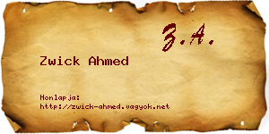 Zwick Ahmed névjegykártya